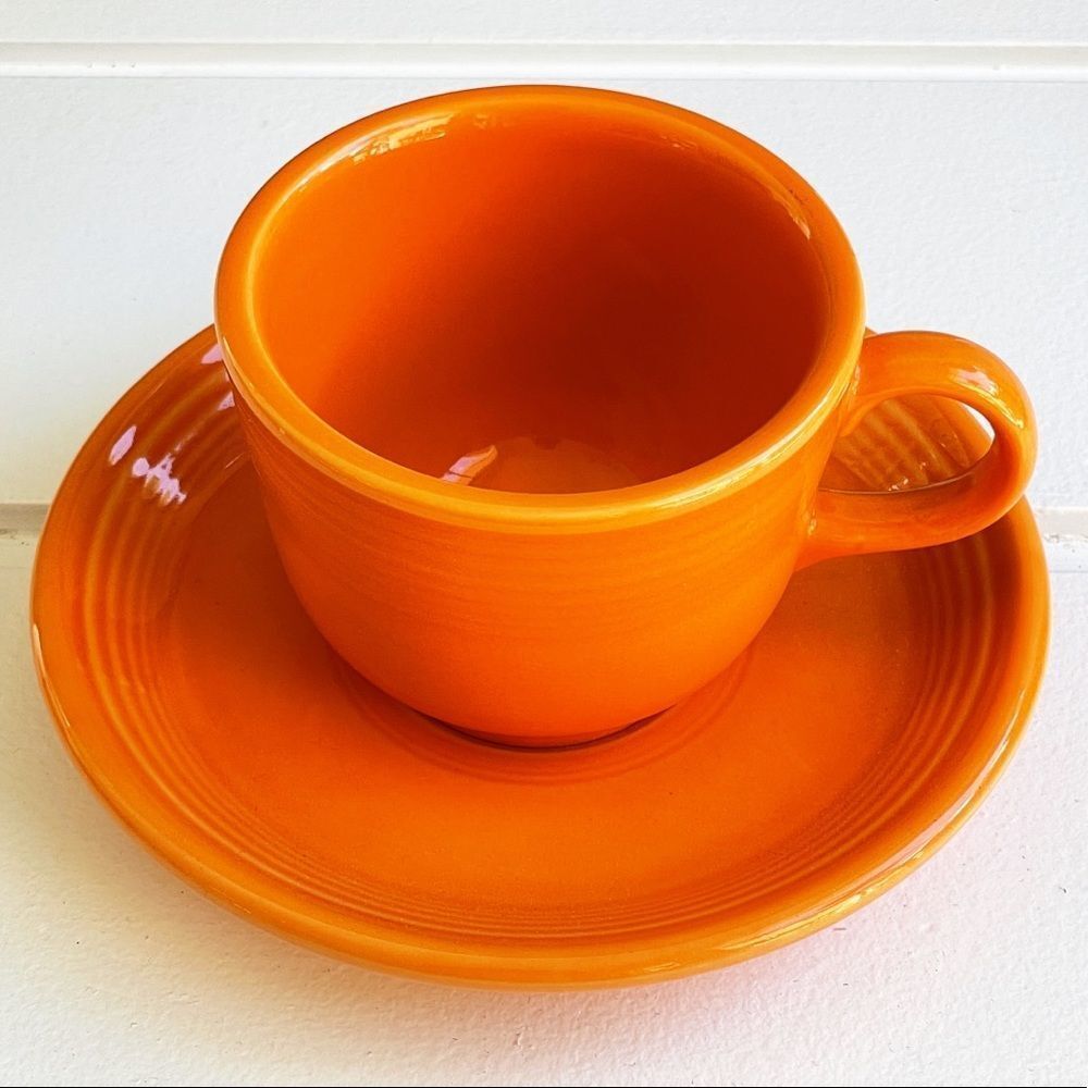 Fiesta Fiestaware Tangerine Tea Cup and Saucer